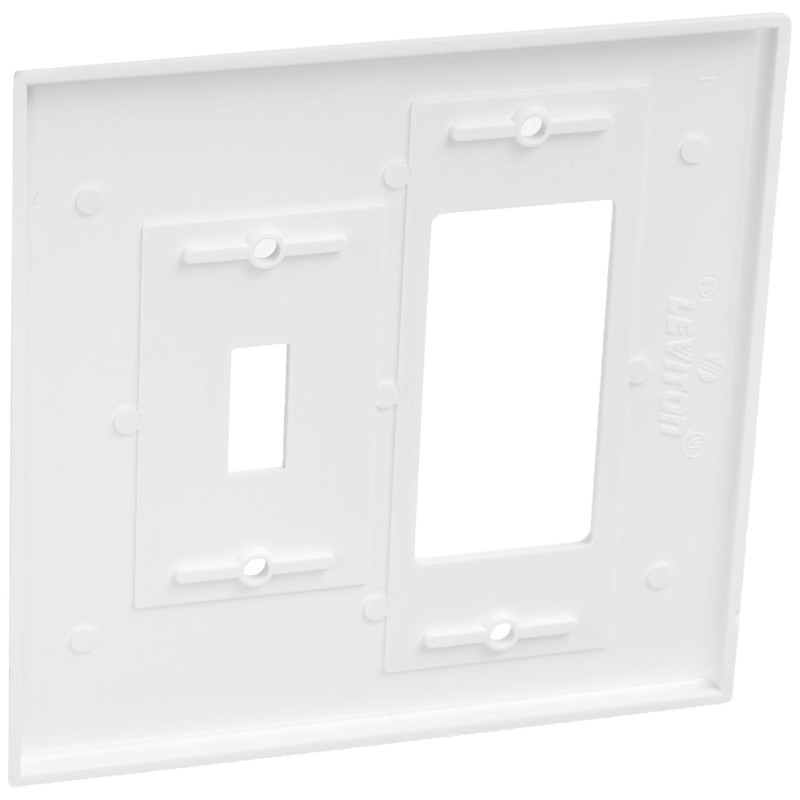 Leviton 2-Gang 1-Toggle 1-Decora/GFCI Device Combination Wallplate, Oversized, Thermoset, Device