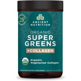 Ancient Nutrition Supergreens Powder, Organic Superfood Blend with Collagen – Supports Digestion, Energy, and Skin Health – 25 Servings, 7.5oz