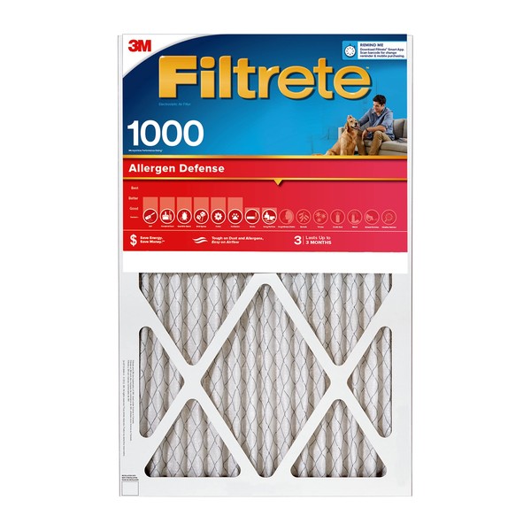 Filtrete 16x16x1 Air Filter, MPR 1000, MERV 11, Micro Allergen Defense 3-Month Pleated 1-Inch Air Filters, 4 Filters