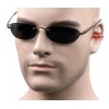AMP Small Rimless Oval Neo Matrix Style Sunglasses Metal Super