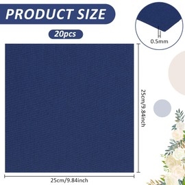 BENECREAT 20 Sheets Linen Embroidery Fabric, 25x25cm/9.8x9.8 Inch Square Stitch Embroidery Cloth, Blue Needlework Fabric for Garments Cloth