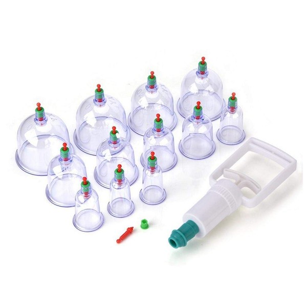 Qkiss 12 Pieces Transparent Chinese Cupping Massage Therapy Set, Various Sizes, Do Not Use Cupping, Performing Fascia Therapy and Massage Cupping