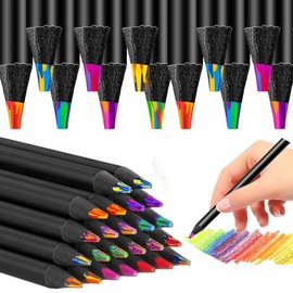 24 Pcs Rainbow Pencils, Coloured Drawing Pencil Colouring Pencils for School, Multicolored for Writing, Sketching, Art Drawing, Party Bags, Coloring