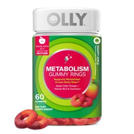 OLLY Metabolism Gummy Rings Supplement – Apple Cider Vinegar Gummies with Vitamin B12 & Chromium, Energy & Metabolism Support, Apple Flavor-60 Count