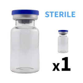 Sterile Empty Glass Vials with Self-Healing Injection Port, Flip-Off Aluminum Cap, and Sterile Packaging, 10mL Capacity (1 Vial)