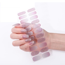 HAIIDOAK Gel Nail Strips (Lavender Purple), 22 Nail Wraps, Long Lasting Self-Curing Gel Nail Stickers, Easy Application, Includes 2 Prep Pads, Nail File and Cuticle Stick Tool for Nails