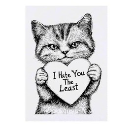 'I Hate You The Least Cat Holding Card' Temporary Tattoo - Water Resistant, Skin-Safe, Non-Toxic Transfer (TO00076767)