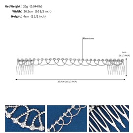 FAIRYGATE Rhinestone Headband Crystal Wedding Tiara for Bride,Elegant Rhinestone Bridal Flower Tiara Crown Womens Tiara Headband Hair Accessories, Silver 5020