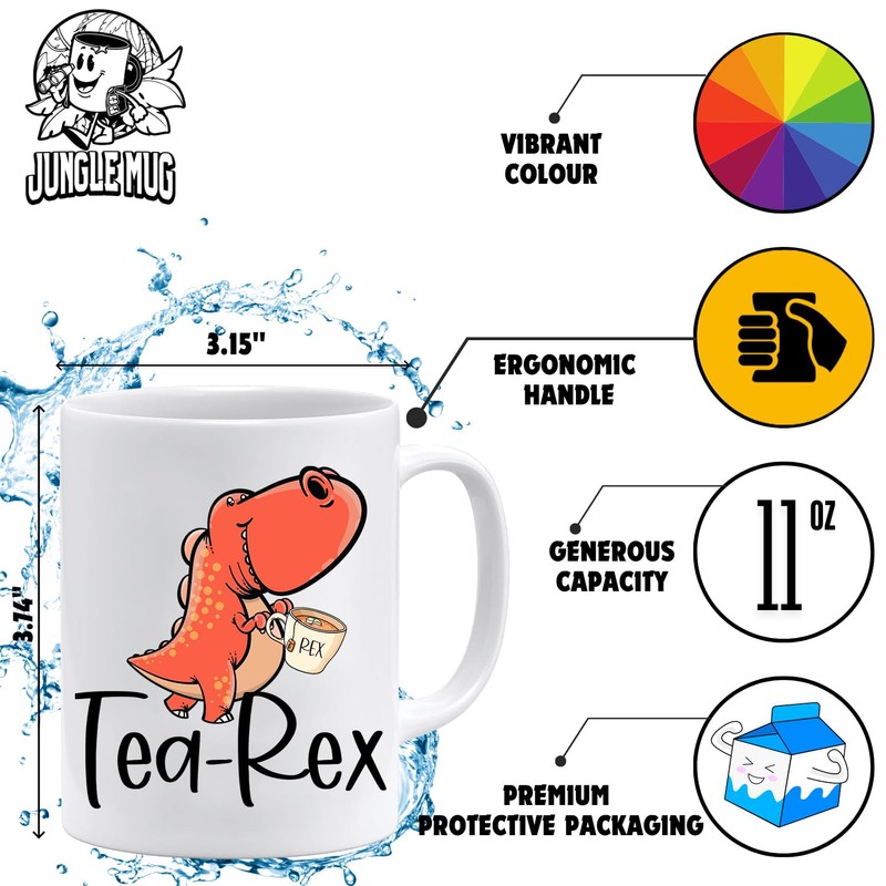 Dinosaur Humour Inspired 'Tea Rex' Funny Mug by Shaw Tshirts