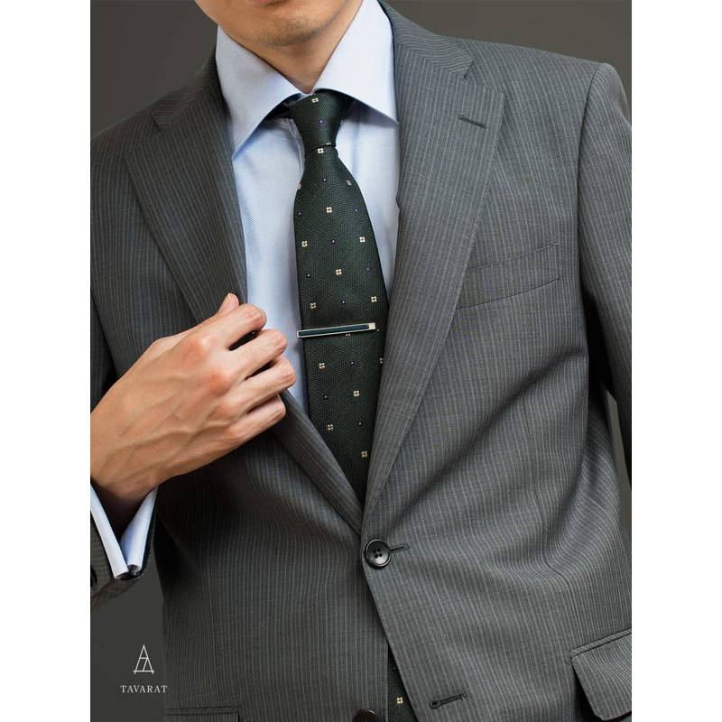 Tavarat Tps-003R Men's Tie Clip, Made in Japan, Genuine Leather,