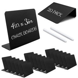 YETOOME 20 Pack Mini Chalkboard Signs for Tabletop Chalkboard Labels, L-Shaped Small Chalkboard Buffet Signs with 2 Erasable Chalk Markers, Food Labels for Party Buffet Wedding Bakery (3 x 4 in)