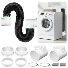 Black Dryer Vent Hose for Tight Space Includes 2 90-degree Dryer Vent Elbow and 1 Dryer Vent Duct, Flexible Dryer Hose Vent Kit-Space Saving, Indoor Dryer Vent Connector, Easy installation