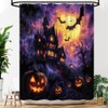 YOZSLGU Purple Halloween Shower Curtain Spooky Castle Haunted House Scary