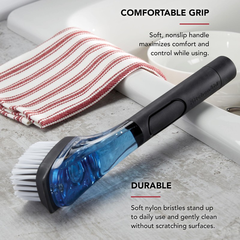 KitchenAid Soap Dispensing Sink Brush with Easy to Fill Handle,