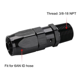 Podavelle 3/8 NPT Male to 6AN Hose End Fitting Adapter straight Aluminum Black
