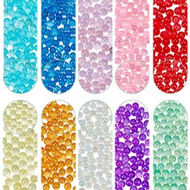 SUNNYCLUE 1 Box 100g 10 Colors Small Glass Beads No Hole Tiny Glass Bubble Beads 3.5~4 mm Mini Tiny Micro Round Iridescent UV Resin Seed Bead Bulk for Jewelry Making Adult Shaker Filler Nail Art Craft