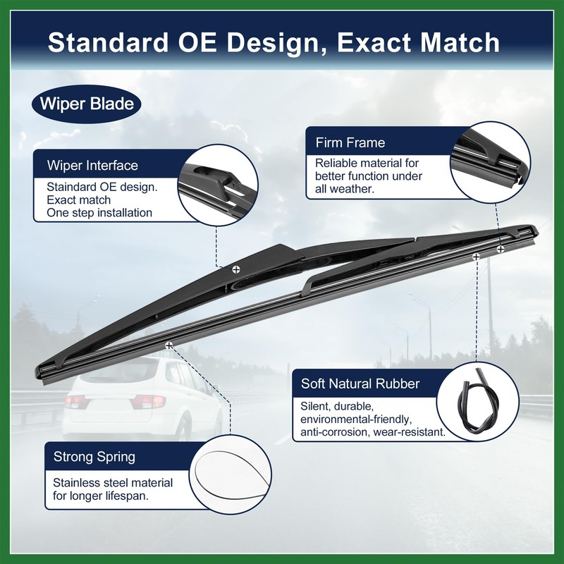 Motoforti Rear Windshield Wiper Blade Arm Set for Honda Civic
