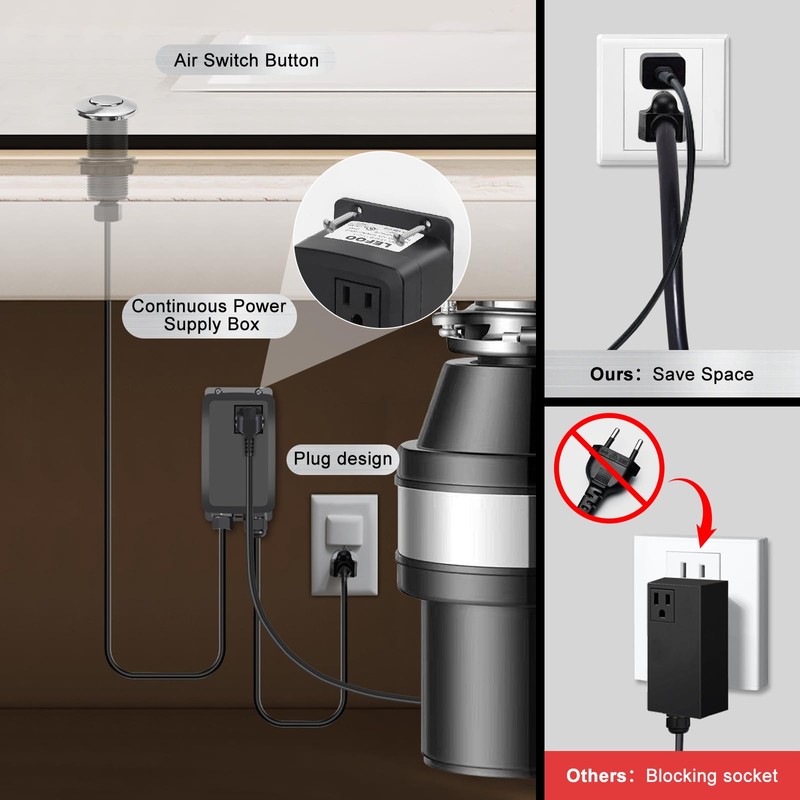 AKEYSRC Garbage Disposal Air Switch Kit, Garbage Disposal Button Brushed