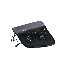Motorcycle Saddle Bags PVC Leather Motorcycle Luggage Bag For Softails Sportsters and Choppers Waterproof Solo Swing Arm Bag For Motorcycle Side Bag (13" x 4" x 10", With Studs, Black PVC)