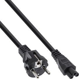 InLine 16656O Power Cable for Notebook, 3-Pin Coupling, Black, 0.5 m