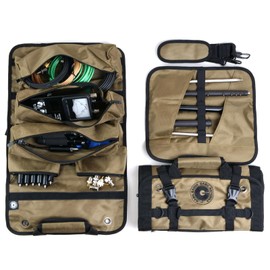 Antenna Roll Bag for Ham Radio – GR-ARB01 Brown | 1680D Water-Resistant Organizer for Coils, Whips, Tools | Lightweight, Durable, Modular Pockets