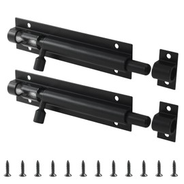 Cjueiom 2 Pack Door Lock Bolts, 4 Inch / 100mm Black Barrel Bolt Latch Heavy Duty, Slide Latch Lock with Screws for Bedroom Bathroom Toilet Shed Garden Gate