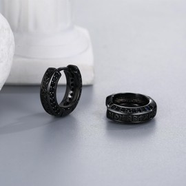 CHENGHONG Black Hoop Earrings for Women Men, Viking Runes Earrings Viking Hoop Earrings Nordic Jewellery for Men Women