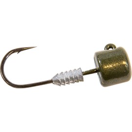 Z-MAN Fishing TT Lures HD Jigheads 1/10 oz 5 Pack Extra Heavy-Duty Hooks Mushroom Shaped Head, Green Pumpkin (TTNL-0742), Hook Size: #1