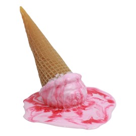 Fake Strawberry Ice Cream Cone Joke Spill with Strawberry Swirl