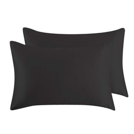 JUWENIN,Luxury Satin Pillowcase with Zipper (Silky Satin Pillow Case for Hair) Set of 2 (Standard, Black)