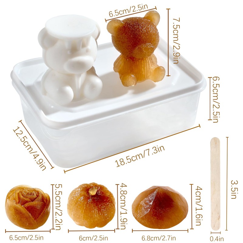 Doumiyo Large Ice Cube Molds, 3D Silicone Cute Ice Molds,