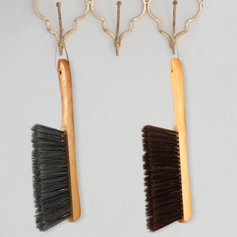 Patelai 2 Pieces Wooden Bench Brushes Fireplace Brush Natural Fiber