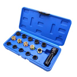 Spark Plug Thread Repair Kit, 16pcs M14 x 1.25 Tap Spark Plug Rethreading Set with Portable Case, Tap Stainless Steel Auto Spark Plug Repair Tool for Gasoline Engines, Generators(size:16pcs)