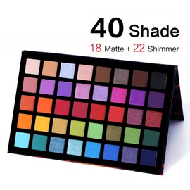 UCANBE Spotlight Eyeshadow Palette + 15 PCS Eye Brushes Makeup Set, Professional 40 Color Matte Shimmer Glitter Eye Shadow Pallet Highly Pigmented Waterproof Long Lasting Make up Pallete