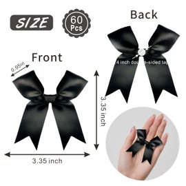TIMESEEK Onyx Black Satin Ribbon Twist Tie Bows 60-Pack, 3.3 Inch Elegant Gift Wrap Bows for Treat Bags, Holiday Gifts, Gift Bags, DIY Crafts, Baby Showers, Weddings & Christmas Party Decorations