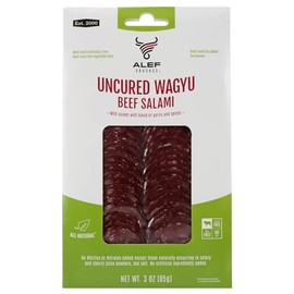 Sliced Uncured Mild Beef Salami WAGYU with Spices & Garlic Blend 3 oz | 85 g | Pack of 3