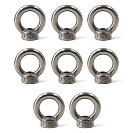 M6 Ring Shape Lifting Eye Nut 304 Stainless Steel Threaded Nut Fastener-8 Pack
