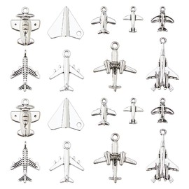DICOSMETIC 90 Stück 9 Stile Flugzeug Charme Großhandel Metall Flugzeug Charms Transport Anhänger Antik Silber Flugzeug Charme Legierung Flugcharme Für DIY Schmuckherstellung