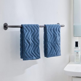 JS HANGER Wall-Mounted Towel Rack for Rolled Towels, 31.5" Gunmetal Gray Bathroom Towel Holder, Space-Saving Metal Towel Shelf for Bathroom, Kitchen, or Laundry Room, Easy Installation 1 Pack