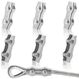 Tunejoy Duplex Klemme M5 Drahtseilklemme Edelstahl 304 Seilklemme für Drahtseile von 5mm Sichern von Seilen Stahldraht Wäscheleine 6 Stück