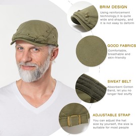 Taidor Rivet Newsboy Caps Cotton for Men Flat Ivy Gatsby Cap Irish Cabbie Ivy Driving Hunting Hat Olive Green