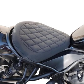 Motorcycle Leather Front Rider Saddle Solo Rear Passenger Seat Cushion Pillion Pad Compatible with Rebel 500 300 CMX500 CMX300 2017 2018 2019 2020 2021 2022 2023 2024 (Front - Black)