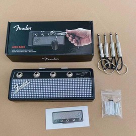 JACKWS Fender Key Holder for Wall Mounting Guitar amp Key Hooks,Includes 1 wall mounting kit and 4 guitar plug keychains，Organize key storage racks for rooms, shops and garages