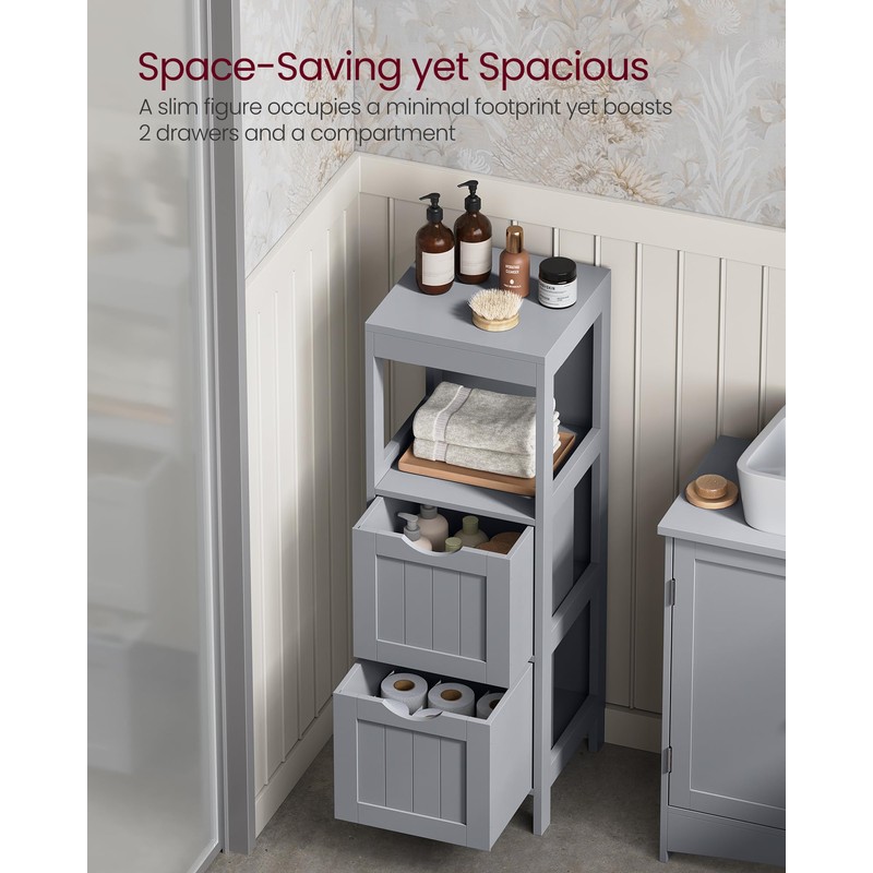 VASAGLE Storage Cabinet, Storage Organizer Rack Stand for Bathroom, Living