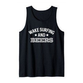 Wake Surfing & Beers Funny Summer Boating Drop The Rope Tank Top