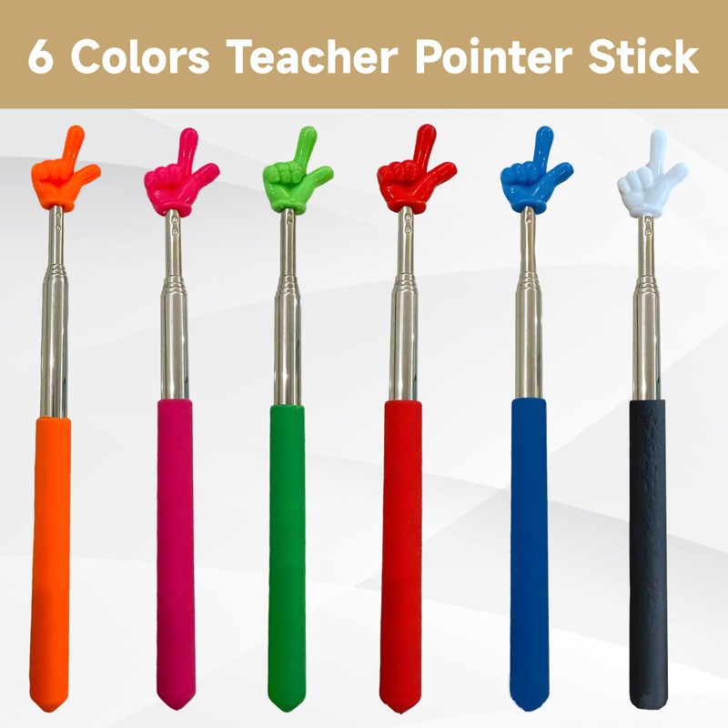 WPNCYK 6 Pack Retractable Teacher Pointer, Extendable Finger Pointer Stick