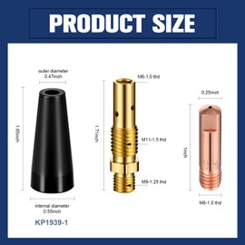 Therwen 48 Pcs Flux Core Gasless Nozzle Tips Kit KP1939-1 Flux Core Welder Mig Welder Flux Welder Contact Tips Gasless Nozzle Gas Diffusers for Mig Welder Mig Gun (0.035"(0.9mm) kit)