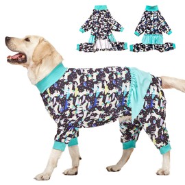 LovinPet Large Giant Dog Pajamas, Post Surgery Recovery Shirt for Large Dogs, Unicorns in Space Black Print/Lightweight Big Dogs Pullover, Full Coverage Large Breed Dog Jammies, Pet PJ's/XL