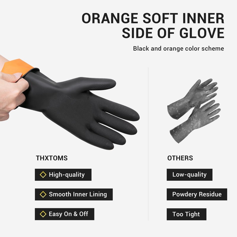 ThxToms 3 Pairs Dishwashing Cleaning Gloves, Reusable Dishwashing latex Gloves