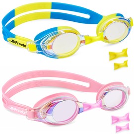 Freela Swimming Goggles, Kids Swim Goggles for 3-6 3-5 4-7 5-7 6-14 Boys Girls Toddlers Baby Child, Swim Goggles Kid Goggles for Swimming Toddler Goggles Pool Beaches Clear View Anti-Fog UV Protection